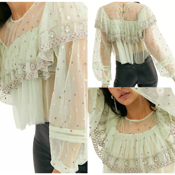 Free People Tops - Free People Disco Ball Embellished blouse